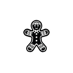 Gingerbread Cookie silhouette on white background