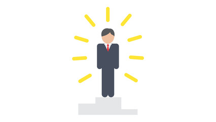 Businessman Success Achievement Icon Bright Future Goals Idea
