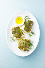 White fish fillet with herbs