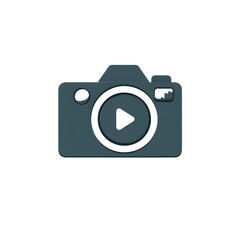 Camera with Play Button Flat Icon