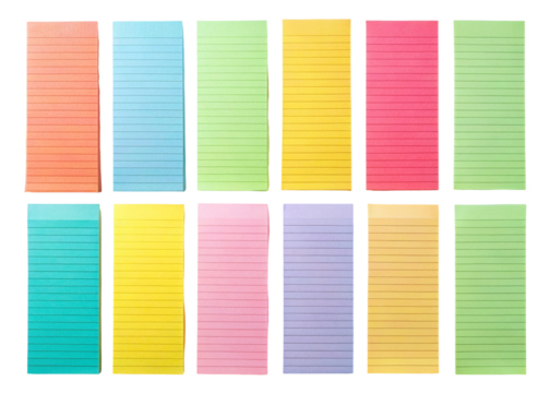 set of colorful paper note clipart png image on transparent background