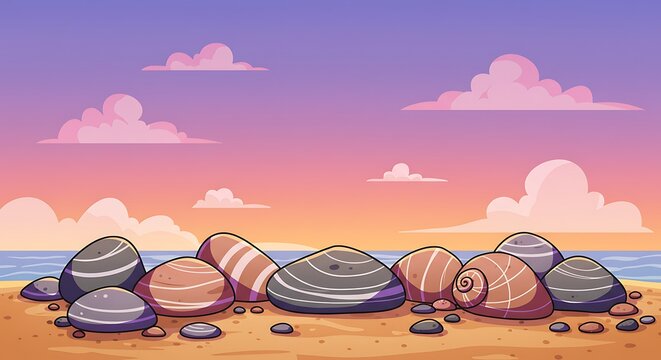 Sunset Shore Stones - Powered by Adobe