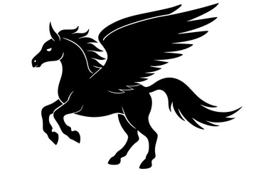 Pegasus silhouette vector illustration, horse silhouette vector