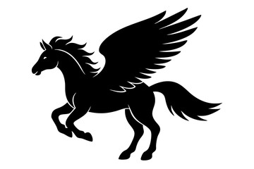Pegasus silhouette vector illustration, horse silhouette vector
