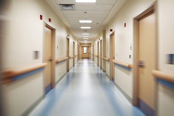 Unique Blurred Corridor in Healthcare Setting with Cream Hues
