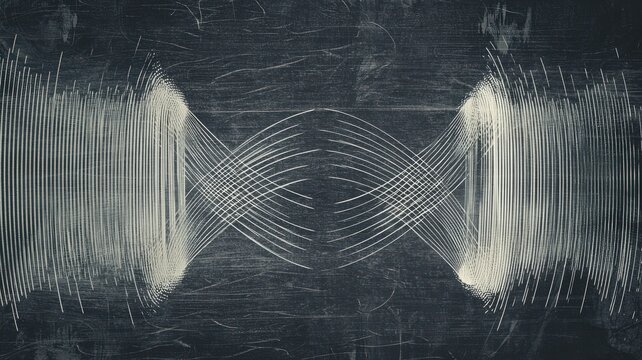 Retro chalkboard-style illustration of the double-slit experiment with path detection and interference pattern &mdash; a vintage scientific diagram perfect for physics, education, and quantum theory themes.