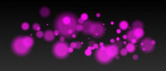 Purple bokeh. Warm glowing circles with blur and transparency on dark surface, abstract dreamy light spots for romantic or festive backgrounds.