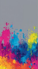 Fototapeta premium A colorful painting with splatters of paint. The colors are red, blue, green, and yellow