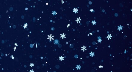 Falling Snowflake on Dark Blue Background