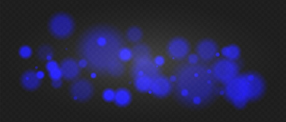 Blue bokeh. Soft glowing spheres with warm tint and blur, floating abstract particles for elegant, dreamy or romantic visual compositions.