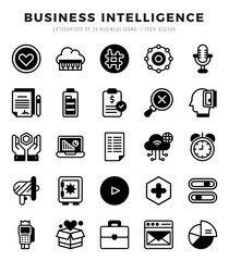 Business Intelligence icons set. Collection of simple Lineal Filled web icons.