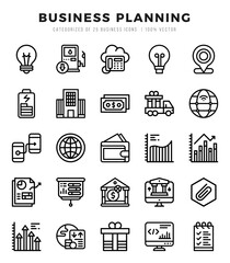 Business Planning Icons Pack. Lineal icons set. Lineal icon collection set.