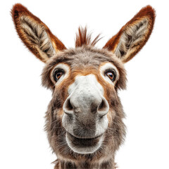 Fototapeta premium Donkey with silly face and floppy ears, Goofy Donkey Expression, isolated on Transparent background