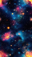 Cosmic space scene featuring distant stars and colorful nebulas creating a stellar view