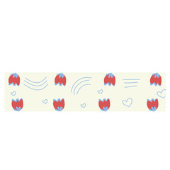 Cute spring-themed washi tape set featuring patterns like flowers, Vector Illustration