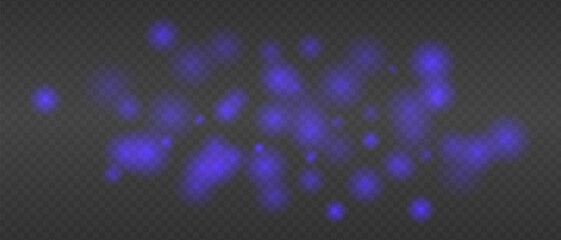 Blue glowing blur clusters with soft edges and bokeh effect. Abstract light particles on transparent background for digital fire or heat simulation.