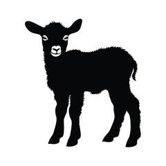 Lamb Silhouette Clipart on White Background