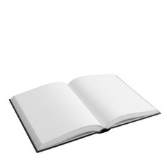 Open book isolated on transparent background for writing, drawing, or sketching.