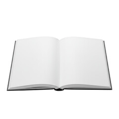 Open book isolated on transparent background for mockup, education, and presentation use.