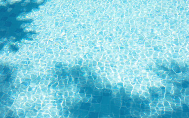 Blur of Swimming pool and tropical shadow leaf.holiday and summer decoration design