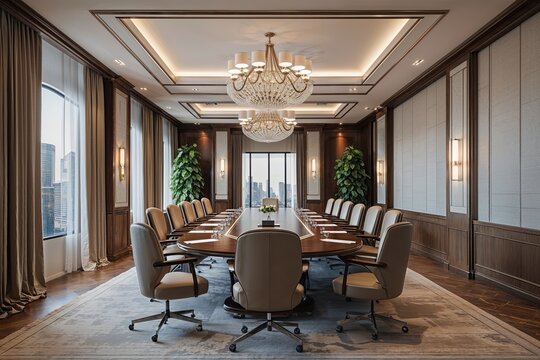 Elegant Corporate Meeting Room with Luxurious Design and Inviting Atmosphere