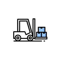 Naklejka premium Forklift Carrying Box Icon for Warehouse Equipment