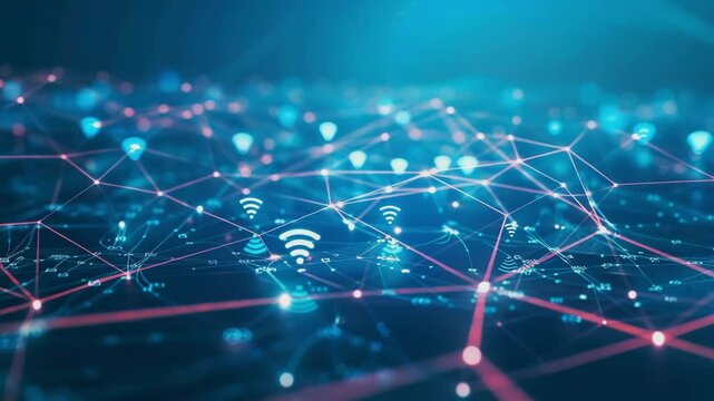 A wireless network and connection abstract data background, wifi symbol, white and blue theme, Generative AI Videos.