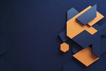 Vibrant Contemporary Background Featuring Deep Navy Canvas and Innovative Geometric Shapes