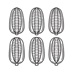 Detailed Line Art Representation of Corn Kernels in Vector Style
