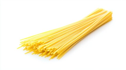 Uncooked Spaghetti Pasta Bunch Close Up Still Life on White Background Studio Shot Food Photography