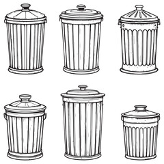 Detailed Rustic Trash Can Sketch in Minimalist Style
