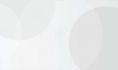 Naklejka premium Abstract light gray background featuring concentric circles and soft gradient waves. Ideal for presentations, web design, modern tech, or corporate themes.