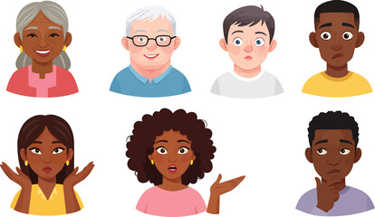 Illustration of Illustrate vector characters expressing different emotions with inclusive representation
