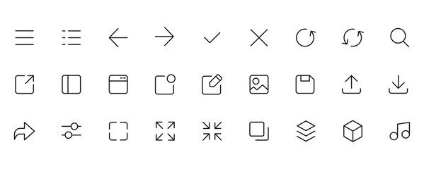 icon collection set ui interface style line. Vector Illustration
