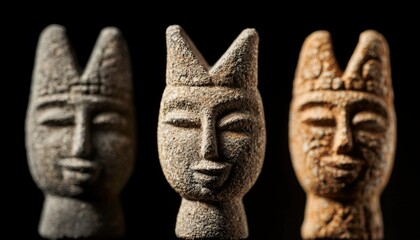 Three ancient-style stone carvings