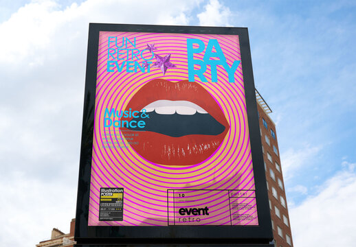 Urban Poster Mockup Against Blue Sky Backdrop