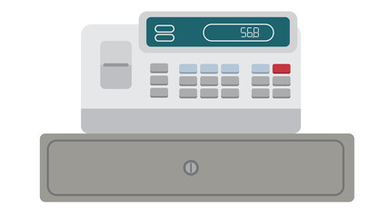Sleek modern cash register design perfect for business visuals showcasing retail technology and financial transactions efficiency