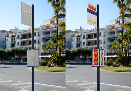 Bus Stop With Schedule Panel