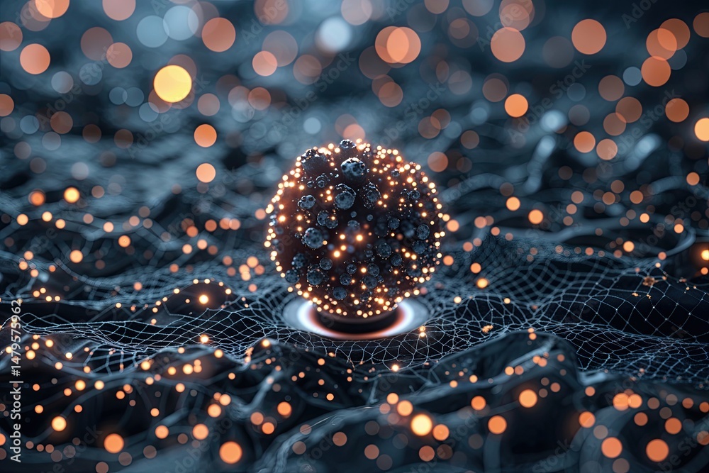 Poster cutting edge cyber particle and mesh background design techniques