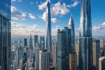 Naklejka premium Breathtaking Skyscraper Views in a Contemporary Urban City