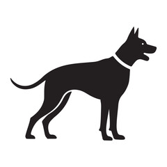 Black dog silhouette vector illustration with pets and animals