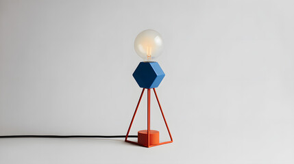 Vibrant Red Blue Table Lamp Iron Wire Base Artistic Lighting Fixture Modern Home Decor Unique Design Statement Piece Interior Illumination Creative Desk Lamp
