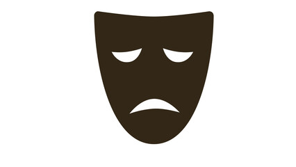 Sad theatrical mask dark brown deep emotion