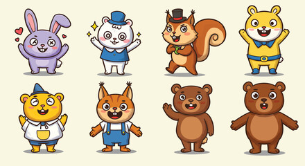 Illustration of Levity and Laughter: Set of humorous character mascots for a brand