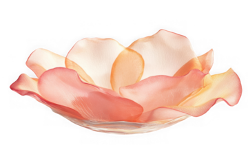 Close-up of a delicate pink and white flower with soft petals, showcasing its intricate details and gentle colors isolated on transparent background