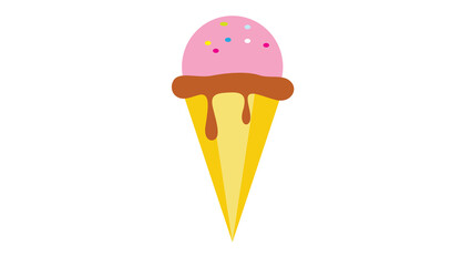 Sweet strawberry ice cream cone melting delicious summer treat