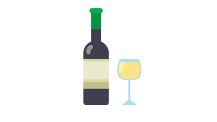 Wine bottle and glass elegant design perfect for menus or websites refreshing drink illustration