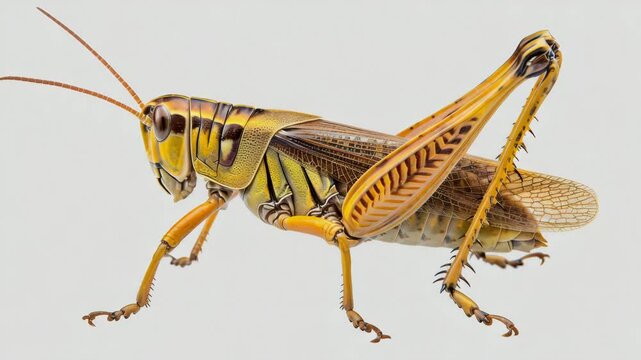 Close up of Grasshopper Insect isolated on background, entomology collection, Generative AI Videos.