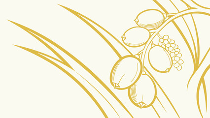 Vector minimalist yellow plant elements with fruits and leaves, conveying sense of nature and simplicity