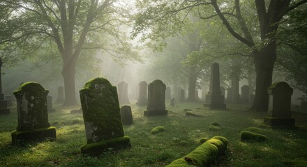 Misty cemetery